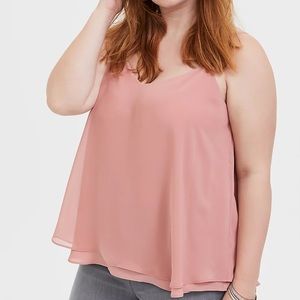 Torrid 0, EUC, Sophie Dusty Pink Double Layer Swing Cami Tank